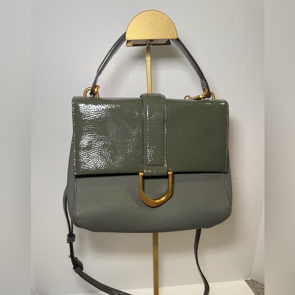 SCOOP olive green shoulder bag with gold accents